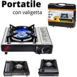 Fornello Portatile Inox da Campeggio a Gas Litgas Bistro 4000 Compreso 4 Cartucce Gas