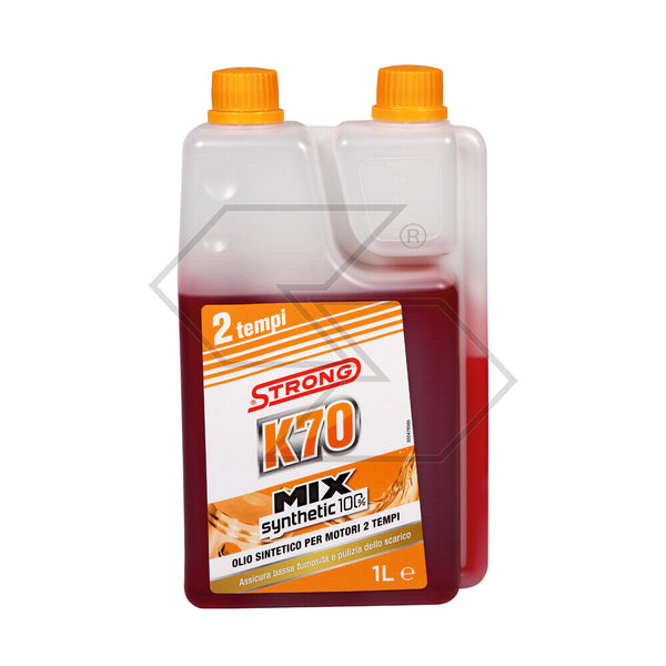 Olio Strong K70 Synthetic 100% sintetico per motori 2T - 1 litro con dosatore