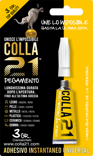 Colla 21 Adesivo Istantaneo Universale Cianoacrilato 3 gr Liquida