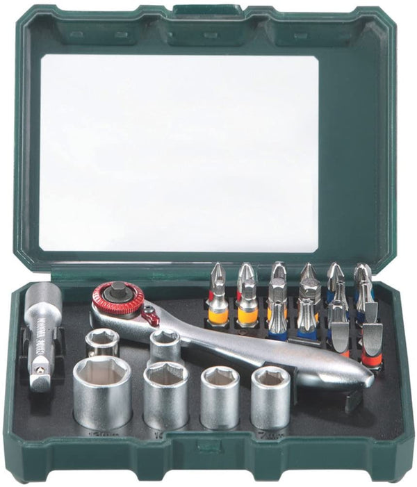 Serie Kit 26 Pz. Inserti Bussole con Chiave a Cricchetto 1/4 METABO 626701000